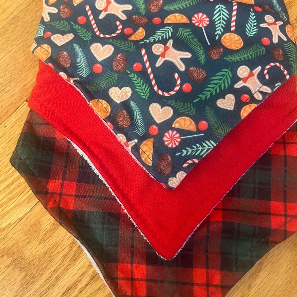 Festive Kids 3 Bandana bibs and 3 Bow Set - Red, Gray, and Multicolor